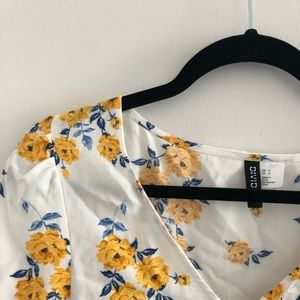 Button-up floral blouse